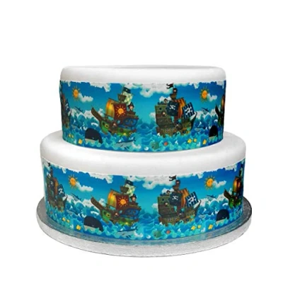 Image of Top That Edible Decor Sheet Pirate themed Border Ribbon Perfect for Larger cakes Easy to Use
