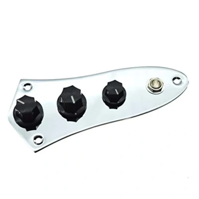 Image of Dopro Loaded Control Plate Pre Wired with Wiring Harness for FD Electric Jazz Bass J Chrome