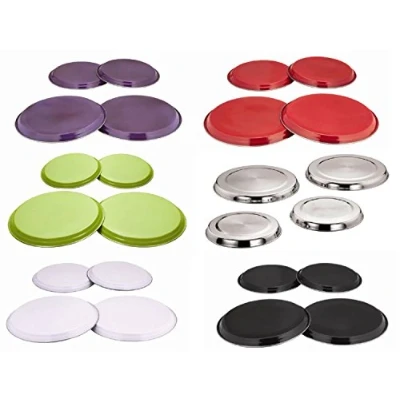 Image of 4pc STAINLESS STEEL GAS ELECTRIC COOKER OVEN HOB BURNER COVERS RINGS COVER PROTECTOR SET