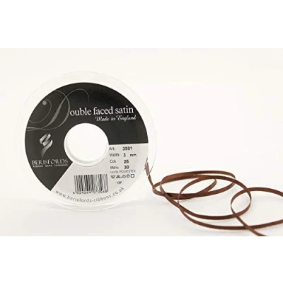 Image of Berisfords Ribbon, Dark Brown, 3 mm x 30 m