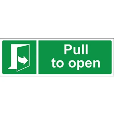Image of Pull to open door Safety sign 1.2mm Rigid plastic 300mm x 100mm