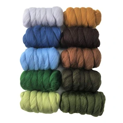 Image of Landscape 250gm Pack of 10 Merino Wool Tops for Needle &amp; Wet Felting and Spindle Spinning