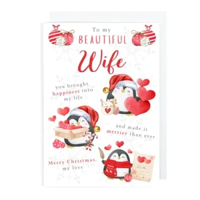 Image of Second Ave Wife Romantic Love Penguin Christmas Xmas Holiday Festive Greetings Card
