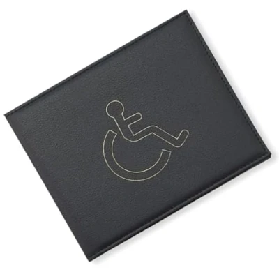 Image of BML PU Leather Disabled Badge Safe Wallet Protector Disability Parking Permit Discreet Display Cover Hologram (Black)