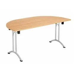 Image of One Union Folding Table 1600 X 800 Silver Frame Beech 2 D End Top