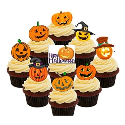 Image of Made4You Pumpkin Party! Halloween Edible Cupcake Toppers Stand up Wafer Cake Decorations (Pack of 36)