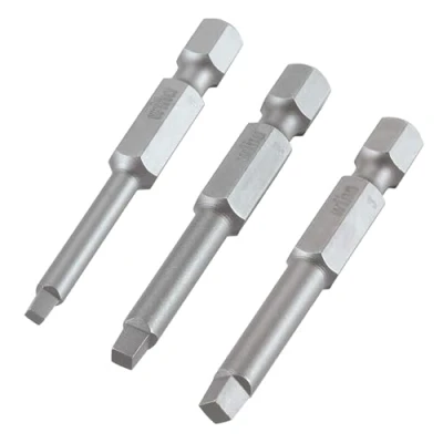 Image of Trend Snappy 3 Pack Robertson Square Drive Bits Set, 50mm Length, Quick Chuck Compatible, Sizes No.1, No.2, No.3, SNAP/SQ/123, Silver