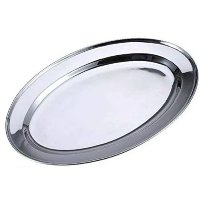 Image of 40cm Oval Serving Tray Stainless Steel Dish Large Party Platter
