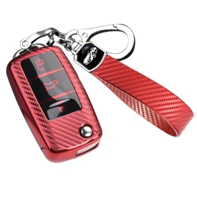 Image of RXXR Car Key Case for VW Cover with Keychain Soft TPU Protector 3 Buttons Compatible Volkswagen Jetta Beetle Santana Scirocco Eos Tiguan Passat Polo MK5 MK6 Golf 4/5/6 GTI