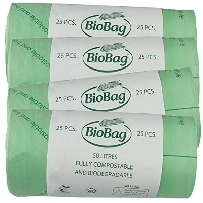 Image of 50 Litre x 100 BioBag Compostable Biodegradable Kitchen Food Waste Caddy Bin Liner Bags/Sacks (50L) Certified EN13432