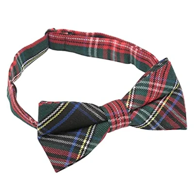 Image of DQT Mens Tartan Plaid Casual Formal Adjustable Pre Tied Bow Tie Red &amp; Green