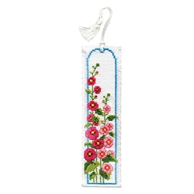 Image of Textile Heritage Collection Cross Stitch Bookmark Kit Hollyhocks