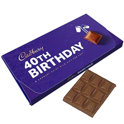 Image of Cadbury 40th Birthday Dairy Milk Chocolate Bar With Gift Envelope