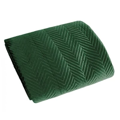 Image of Eurofirany Exclusive Glamour Quilted Bedspread Throw (Sofia Dark Green, 220 x 240 cm) Fabric