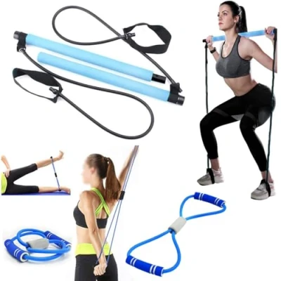 Image of SKY BLUE PILATES Bar &amp; YOGA Band SCULPT BAR, Pull Up Band, STICK, BODY TRIMMER, Waist Ab Shaper, Arms, Chest, Sit ROPE (BLUE TONER Band)