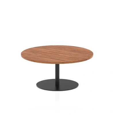 Image of Italia 1000mm Round Coffee Table Walnut Top 475mm High Black Leg