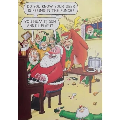 Image of Paperlink Humorous Christmas Greeting Card Peeing in The Punch! From Santa &amp; Co Range Funny Joke Suitable For Him/Her