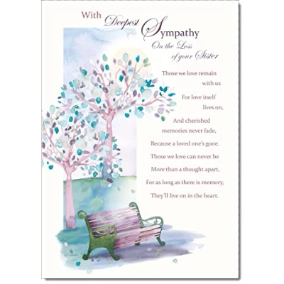 Image of Loss Of Sister Sympathy Condolence Bereavement Card Watercolour Bench Medium Size with Plain Envelope