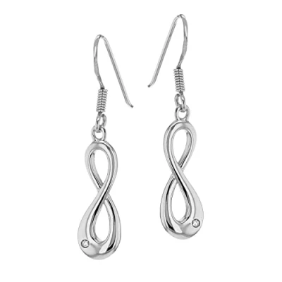 Image of Tuscany Silver Women&#039;s Sterling Rhodium Cubic Zirconia Infinity Drop Earrings