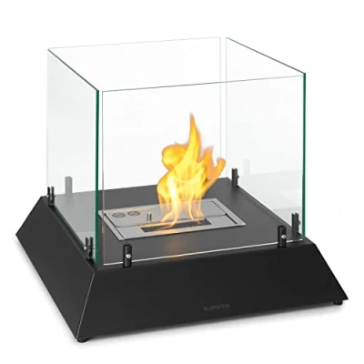 Image of Klarstein Bio Ethanol Fireplace Indoor, Portable Table Top Fire Pit, Indoor &amp; Outdoor Bioethanol Fireplace, 4 6H Burntime, Odourless Smokeless Bowl, 2.2kW Tabletop Burners, 48x48x40cm