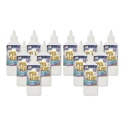 Image of Craft Planet 0.5 Litre X Pack of 12 White Strong, Tacky PVA All Purpose Glue For Kids Art, Toddler Craft, School Supplies, Woodwork, Home Projects, DIY, Paper, Wood, Materials