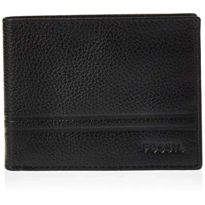 Image of Fossil Men&#039;s Wilder Flip Id Bifold Bi Fold Wallet, Black, One Size UK