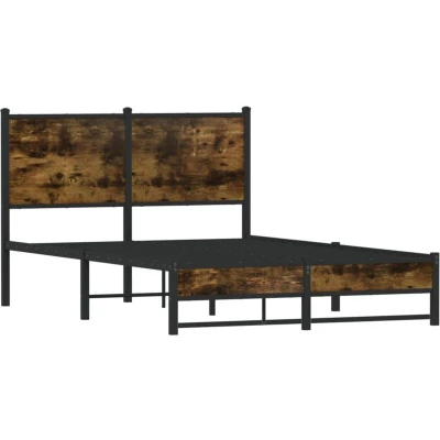 Image of vidaXL Metal Bed Frame without Mattress Smoked Oak 120x200 cm