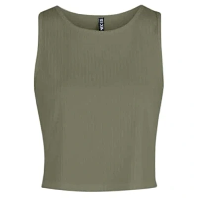 Image of PIECES Women&#039;s Pckylie Sl Crop Top Noos, Deep Lichen Green, XL