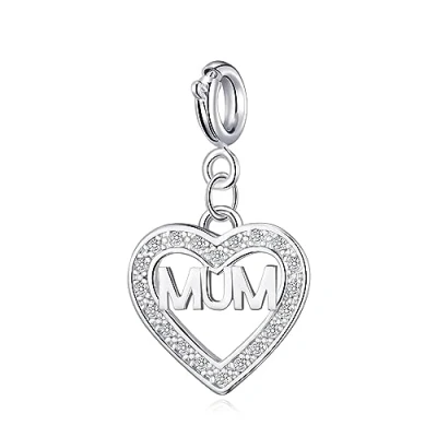 Image of Philip Jones Mum Heart Charm Created with Zircondia® Crystals