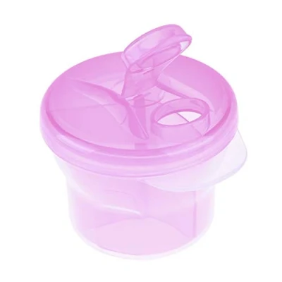 Image of Non Spill Rotating Milk Powder Formula Dispenser Portable Outdoor Food Container 3 Compartments Storage Feeding Infant Newborn Snack Box (Pink)