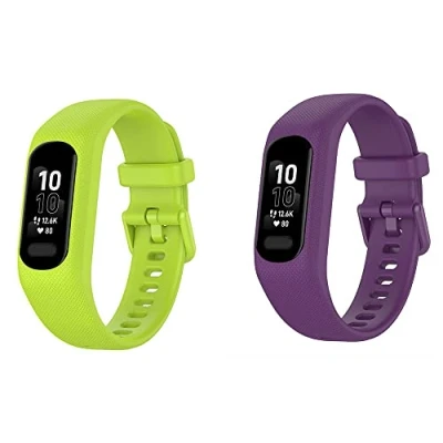 Image of BoLuo 2 Pack of Strap Compatible for Garmin Smart 5 /Garmin Vivosmart Band, Silicone Watch Band Strap,Replacement Bracelet Wristband Wriststrap (lemon purple)
