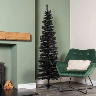 Image of 6ft (1.8m) Black Pencil Pine Artificial Christmas Tree with 321 Tips