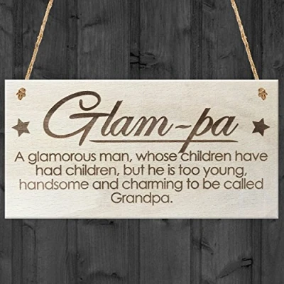 Image of Red Ocean Glam Pa Fabulous Grandpa Love Gift Wooden Hanging Plaque Grandad