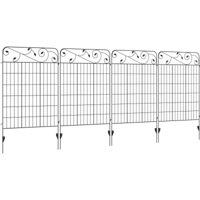 Image of Outsunny 4PCs Garden Fencing Panels 43in X 11.5ft Flower Bed Border Edging Animal Barrier