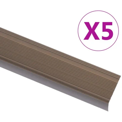 Image of vidaXL Stair Nosings in L shape 5 pcs Aluminium 100 cm Brown