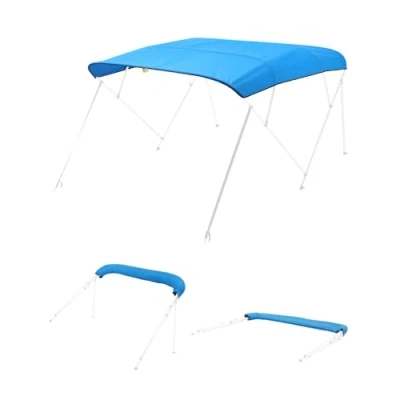 Image of VEVOR 4 Bow Boat Bimini Tops, 600D Polyester Canopy, Waterproof &amp; Sun Protection Awning Canopy with Storage Bag, Top Replacement, 96&quot; Lx(97&quot; 103&quot;) W, Pacific Blue