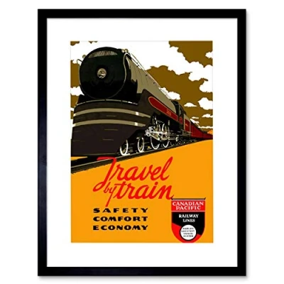 Image of Wee Blue Coo Transport Train Canadian Pacific Railway Canada Picture Framed Wall Art Print