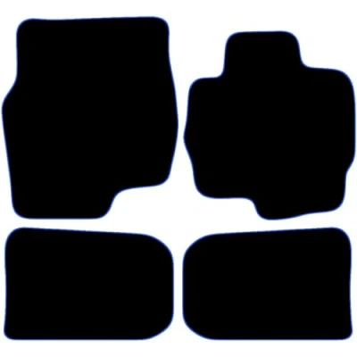 Image of Carsio Carpet Car Mats For Mitsubishi Colt 2004 2009 4 Piece Set Tailored Fit Floor Mat Complete Accessory Black Custom Fitted All Weather, Anti Slip Backing &amp; Blue Trim