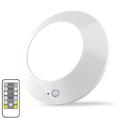 Image of HONWELL Battery Operated LED Ceiling Light, Motion Sensor Lamp with RF Remote Control, Dimmable Indoor Lights for Office, Hallway, Garage, Bedroom, Corridor