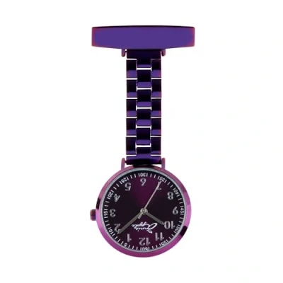 Image of Annie Apple Designer Silver/Purple Mesh Strap Nurses Nurse Fob Pocket Watch