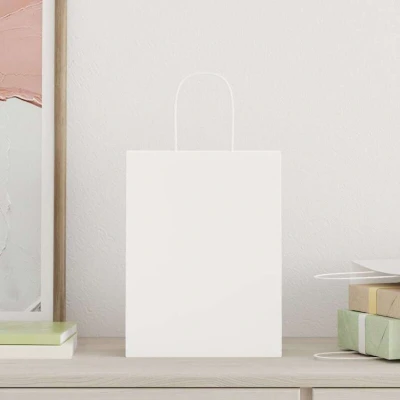 Image of vidaXL Paper Bags 50 pcs with Handles White 21x11x28 cm