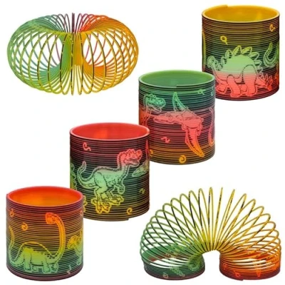 Image of SRV Hub 2x Random Multicolored Dinosaur Magic Springs 6.5m Fantastic Fidget Toys for Adults and Kids Plastic Coil Dino Toys, Christmas Stocking Fillers Stretchy Gift Childrens 3+ Years