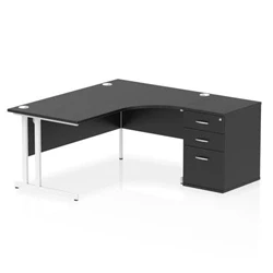 Image of Impulse 1600 RH Crescent Desk Cantilever Black/White 600 High Ped