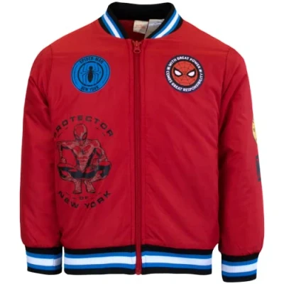 Image of Marvel Superheroes Bomber Jacket for Boys, Avengers and Spider Man (Spider Man, Size 5/6)