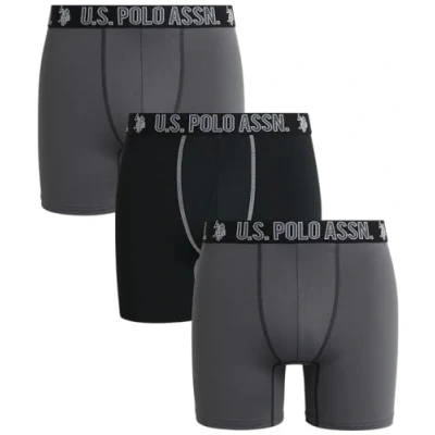 Image of U.S. Polo Assn. Men&#039;s Underwear Performance Boxer Briefs (3 Pack), Magnet/Black/Magnet, L