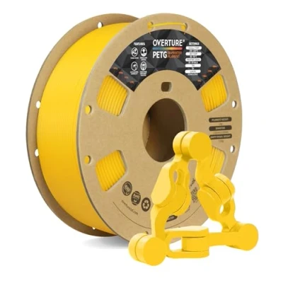 Image of OVERTURE PETG Filament 1.75mm,3D Printer PETG,1kg Spool (2.2lbs),Dimensional Accuracy +/ 0.03mm,Fit Most FDM (Yellow)