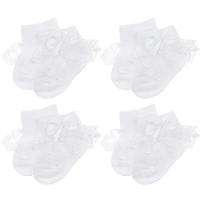 Image of DRESHOW Infant Lace Bow Socks baby Frilly Newborn Toddlers Girls Ankle Dress Sock