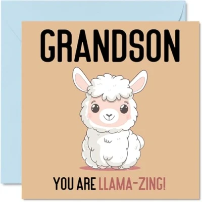 Image of Birthday Cards for Grandson Llama Zing Funny Happy Card from Grandparents, Gifts, 145mm x Joke Greeting Men Him