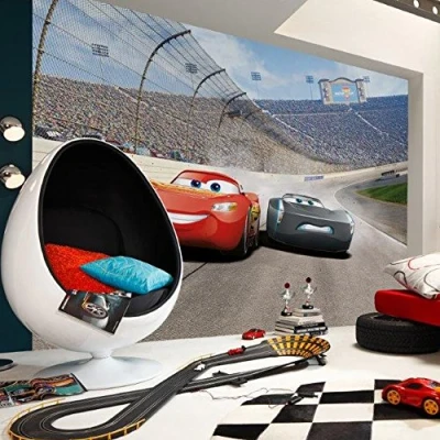 Image of Komar 8 403 Cars 3 Curve Mural Wallpaper, Multi Colour, 368 x 254 cm
