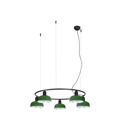 Image of Tatawin Small Pendant Ceiling Light Black, Gloss Green 5x E27